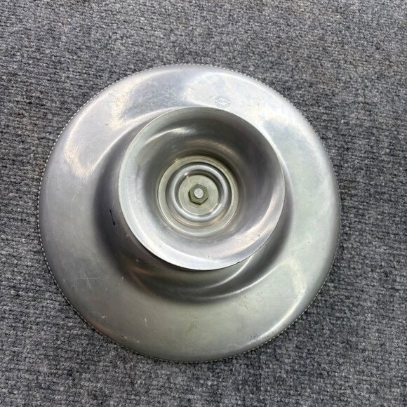 Vintage Lazy Susan Serving Tray Divided Glass Insert Floral Scroll Aluminum‎ 60s - Picture 12 of 14